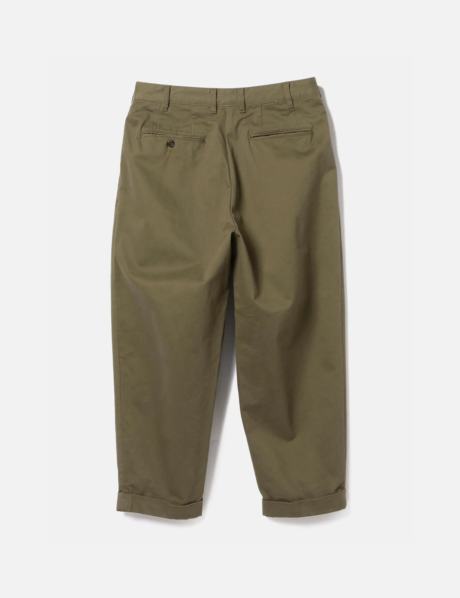 Beams Plus 2 Pleat Twill Trousers - Olive Green