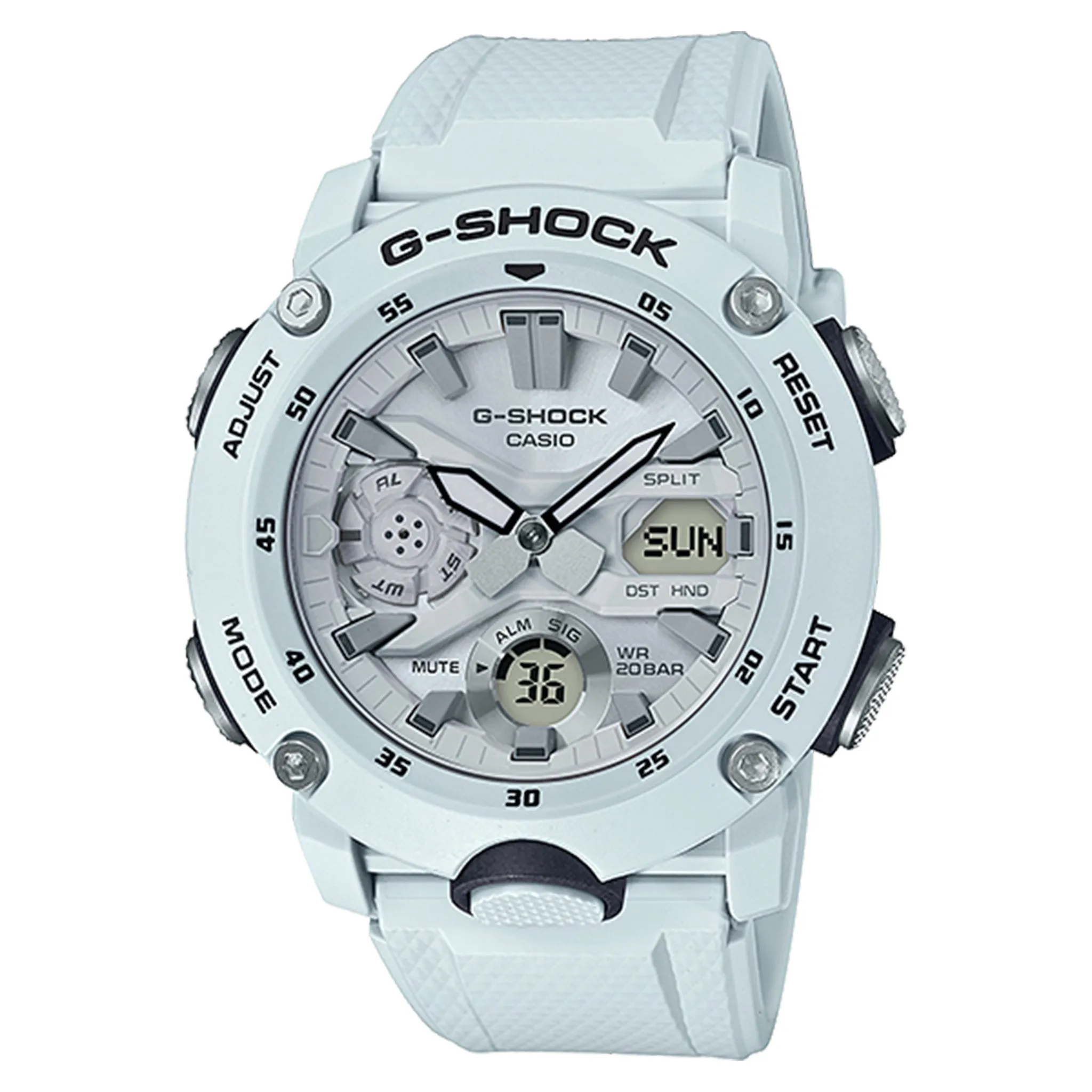 Casio G-SHOCK Carbon Core Resin White Dial Men's Watch - GA2000S-7A