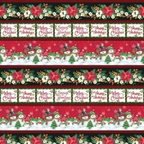 Christmas Border Stripe Fabric by Diane Kater