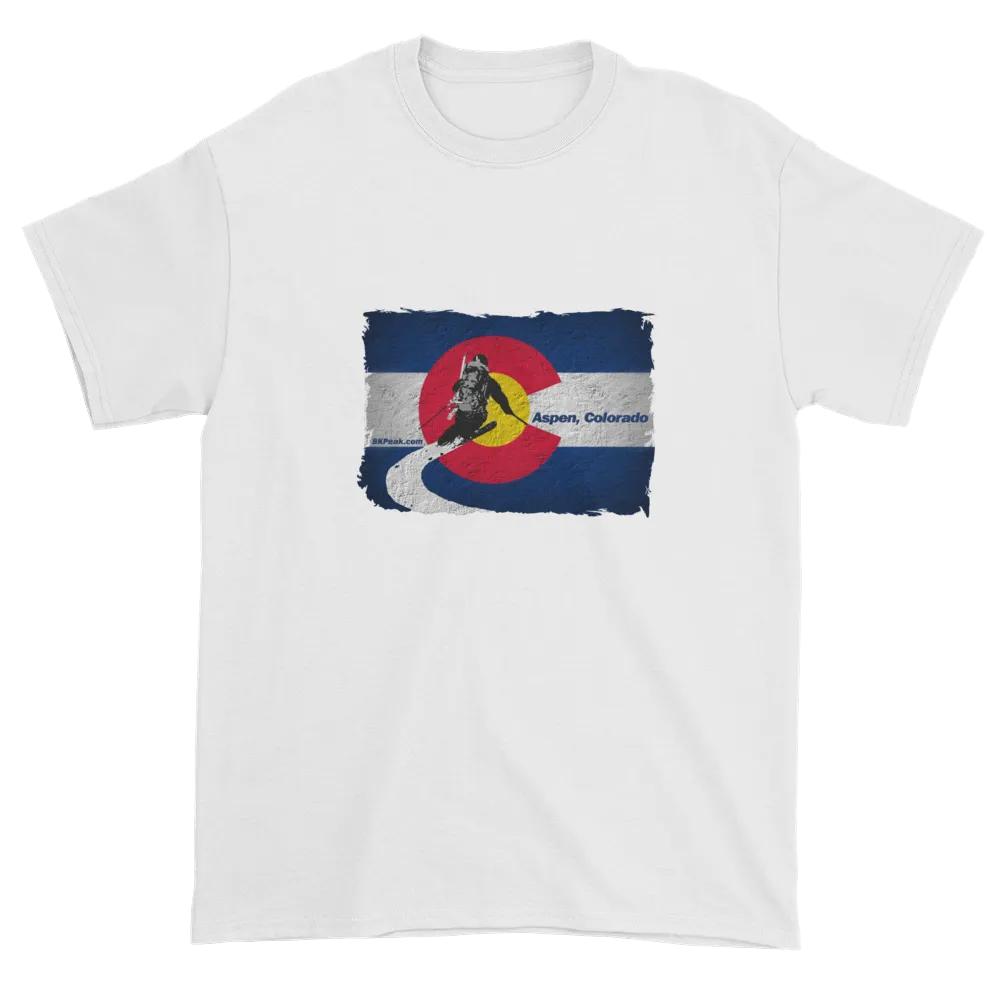 Colorado Flag Downhill Skiing T-Shirt