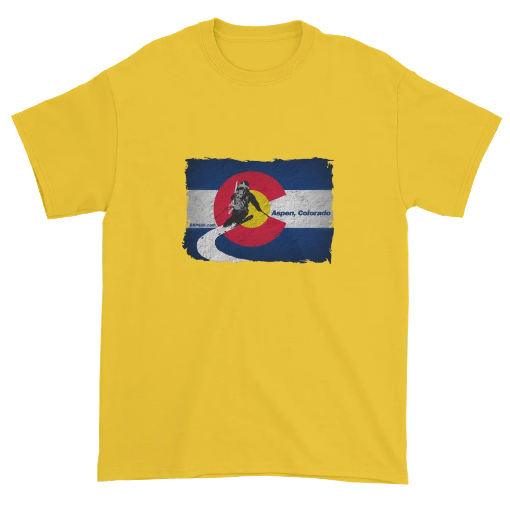 Colorado Flag Downhill Skiing T-Shirt