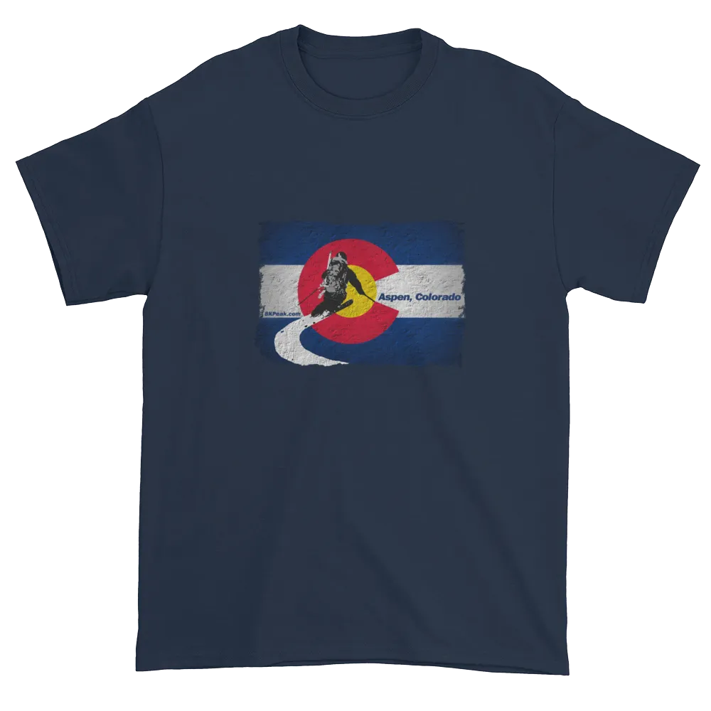 Colorado Flag Downhill Skiing T-Shirt