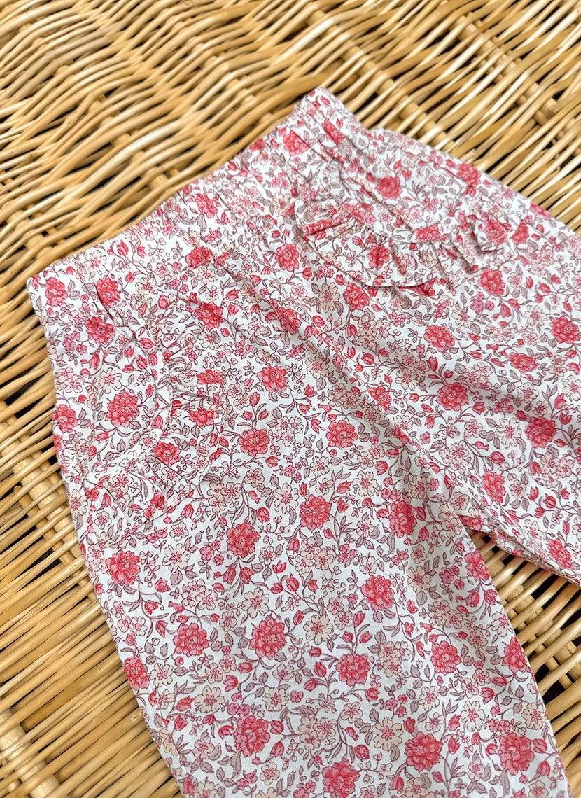 Girly red flowers pants