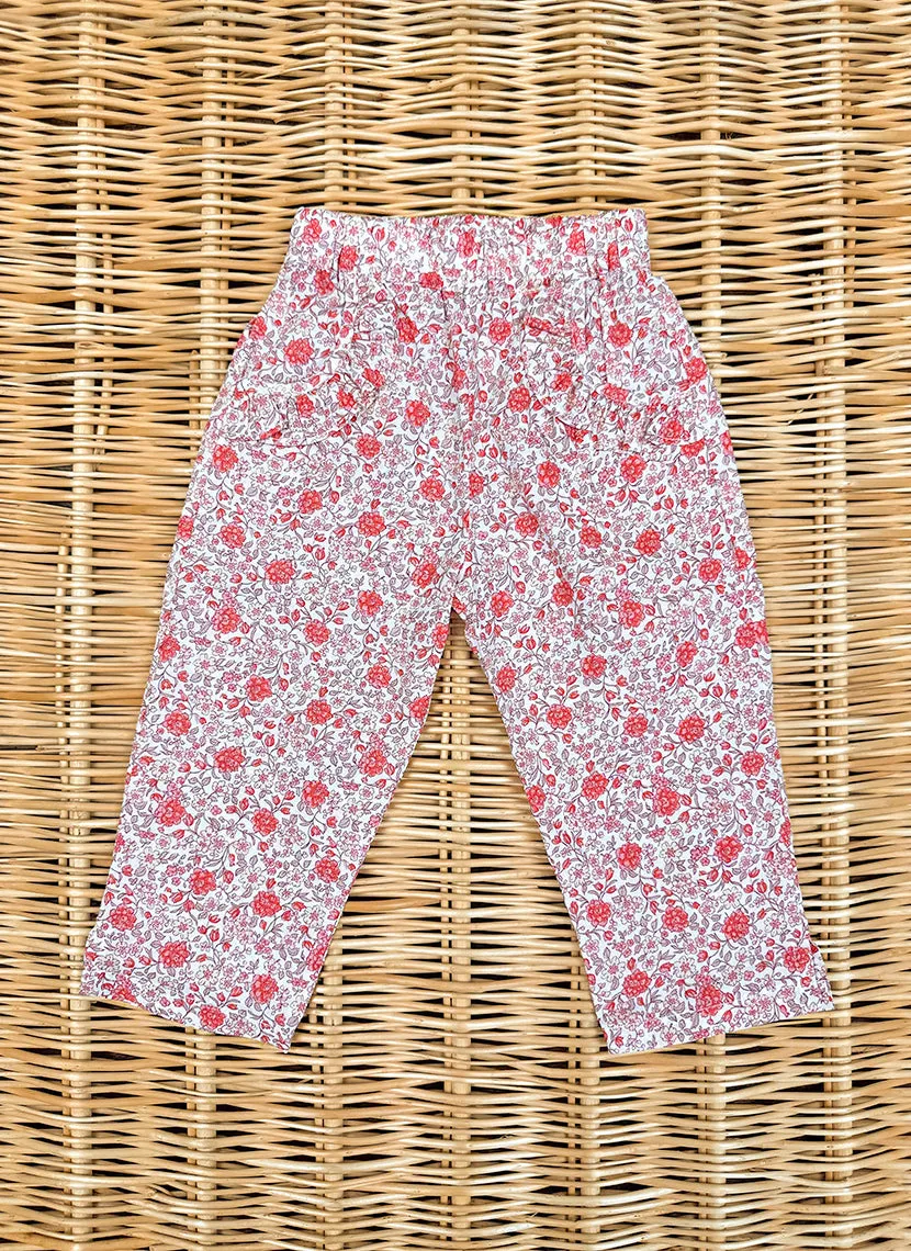 Girly red flowers pants