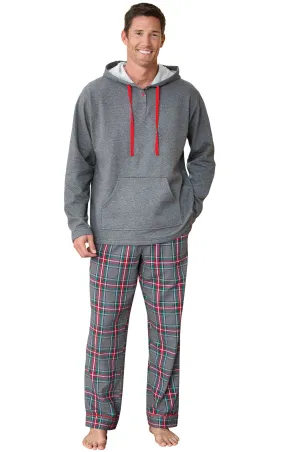 Gray Plaid Men's Hoodie & Pant Set - Pet & Owner