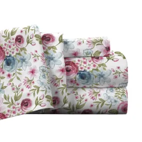 Imaszam Floral 100% Cotton Flannel Sheet Set