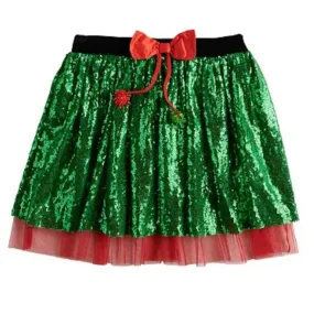 Love on a Hanger Sequined Holiday Skirt in Green