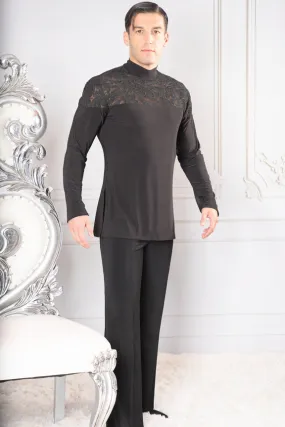 Men's Mock Turtle Neck Embroidery Yoke Dance America Tunic MS37