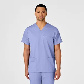 PRO Men's Multi-Pocket V-Neck Scrub Top - Ceil Blue